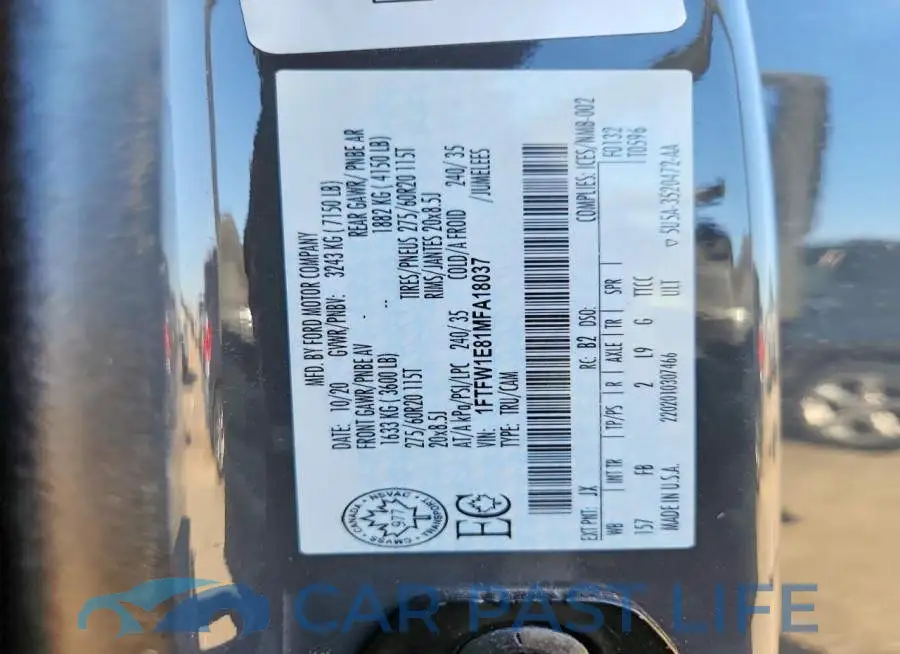 1FTFW1E81MFA18037# 12