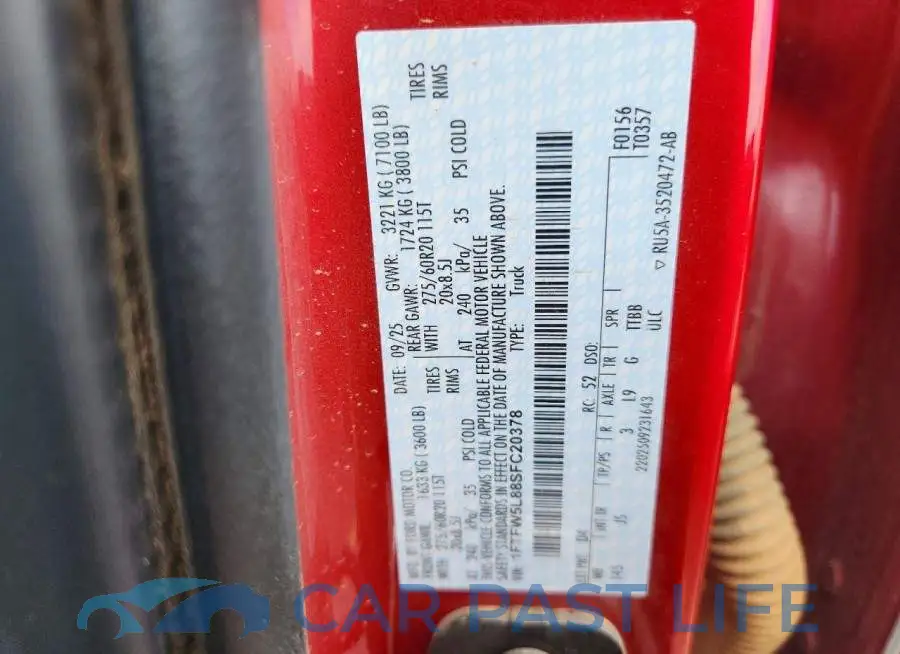 1FTFW5L88SFC20378# 12