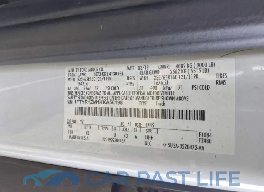 1FTYR1ZM1KKA56198# 13