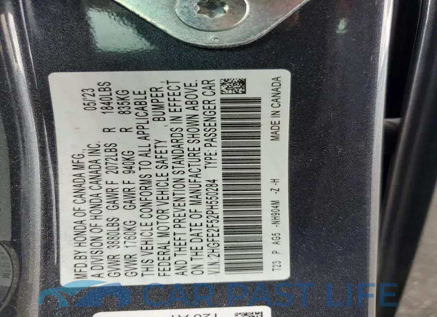2HGFE2F52PH550284# 12
