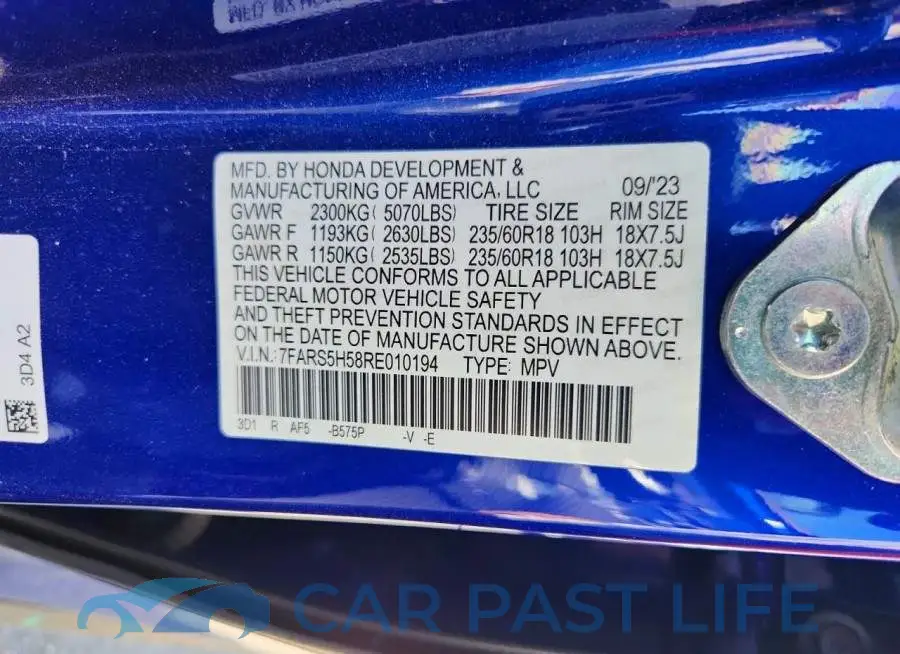 7FARS5H58RE010194# 13