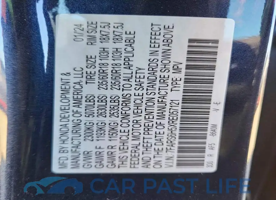 7FARS6H5XRE057121# 13
