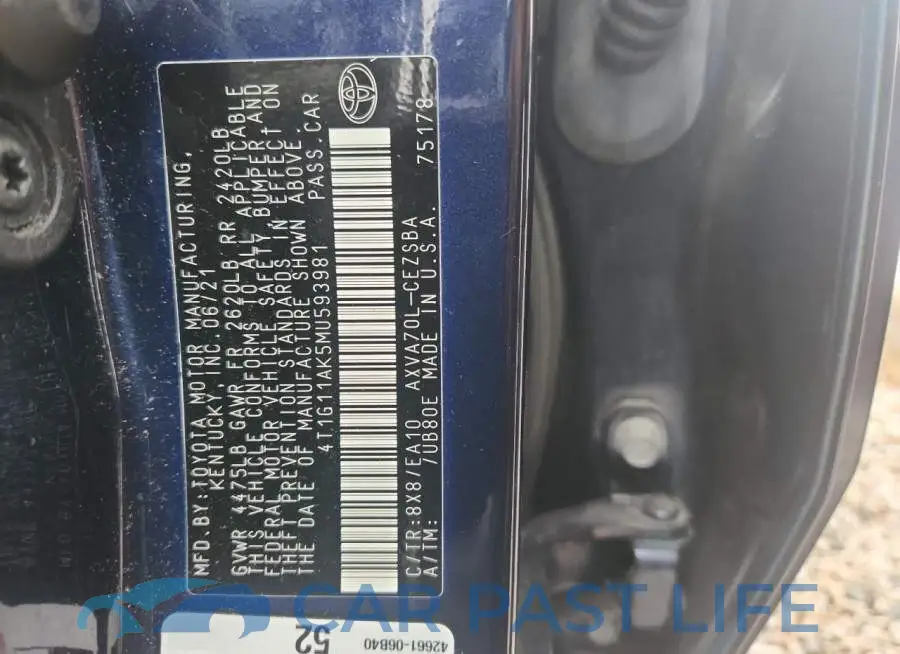 4T1G11AK5MU593981# 13