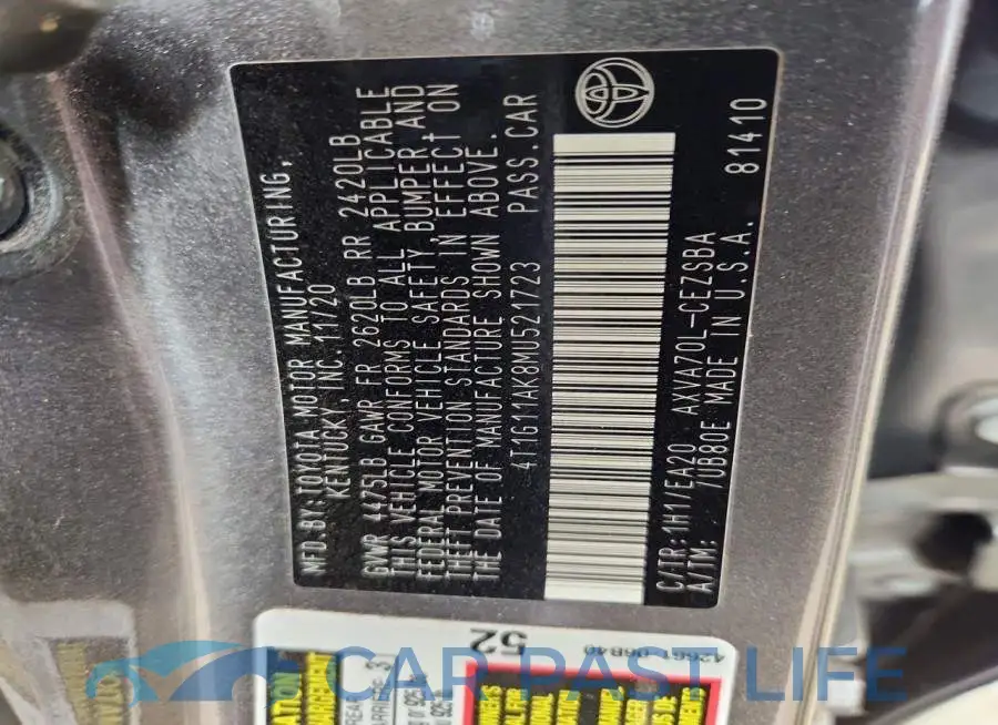 4T1G11AK8MU521723# 12