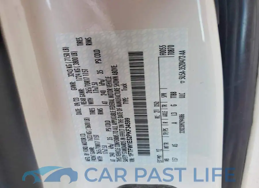 1FTFW1E52PKF34599# 12