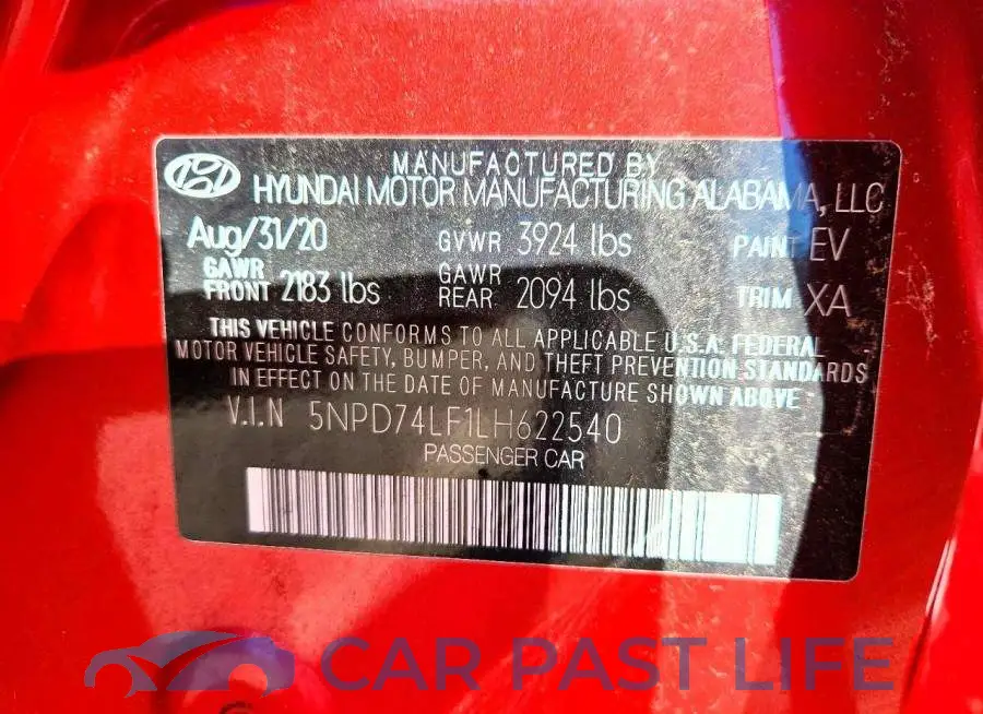 5NPD74LF1LH622540# 12