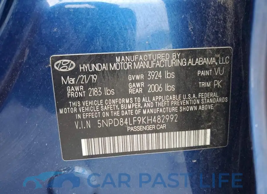 5NPD84LF9KH482992# 12