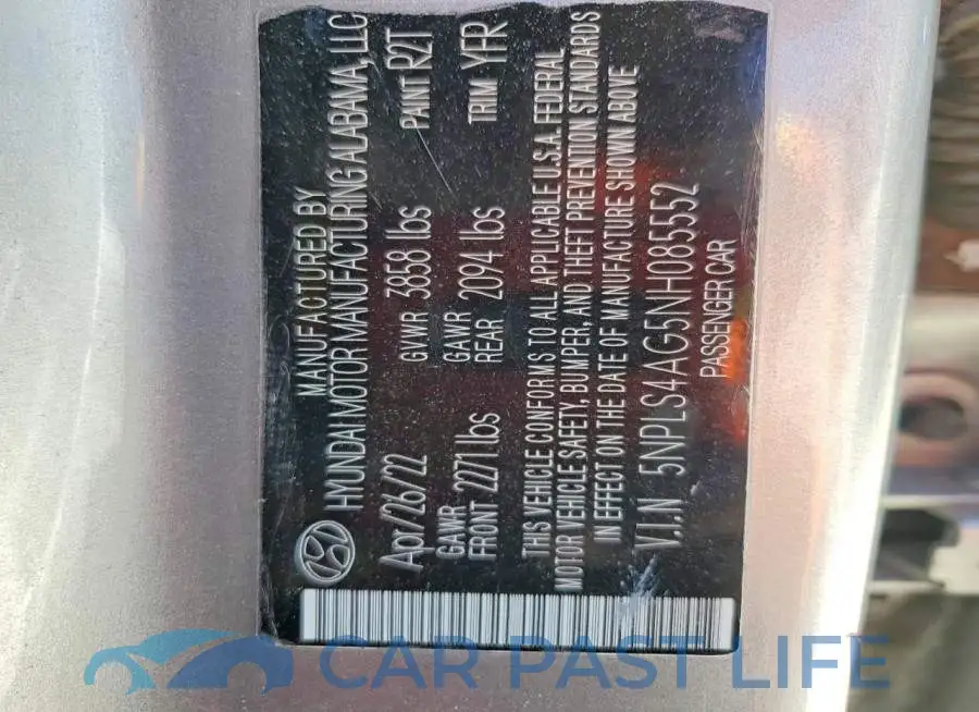 5NPLS4AG5NH085552# 12