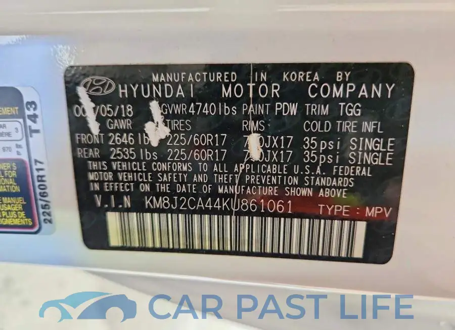 KM8J2CA44KU861061# 13
