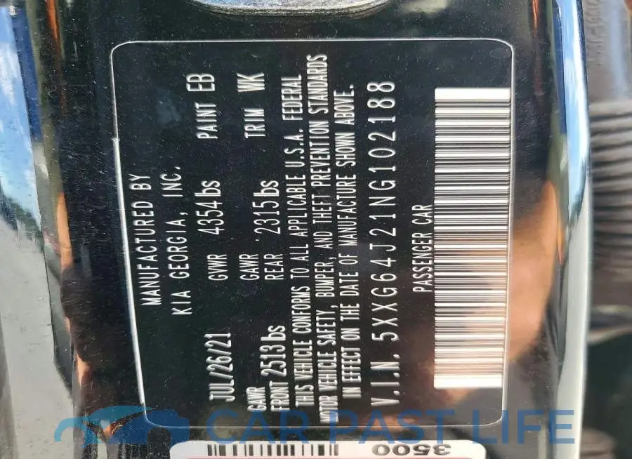 5XXG64J21NG102188# 12