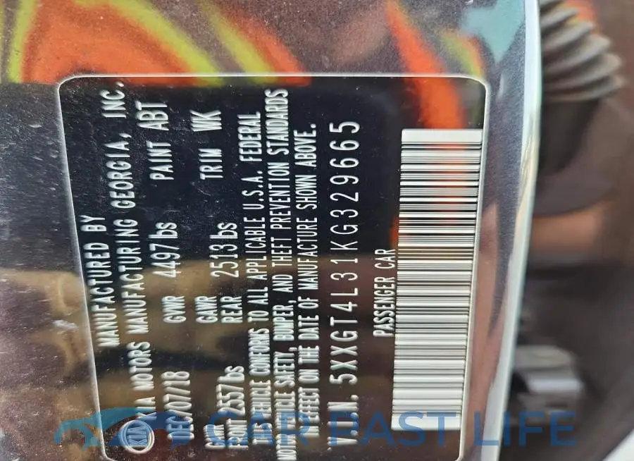 5XXGT4L31KG329665# 12