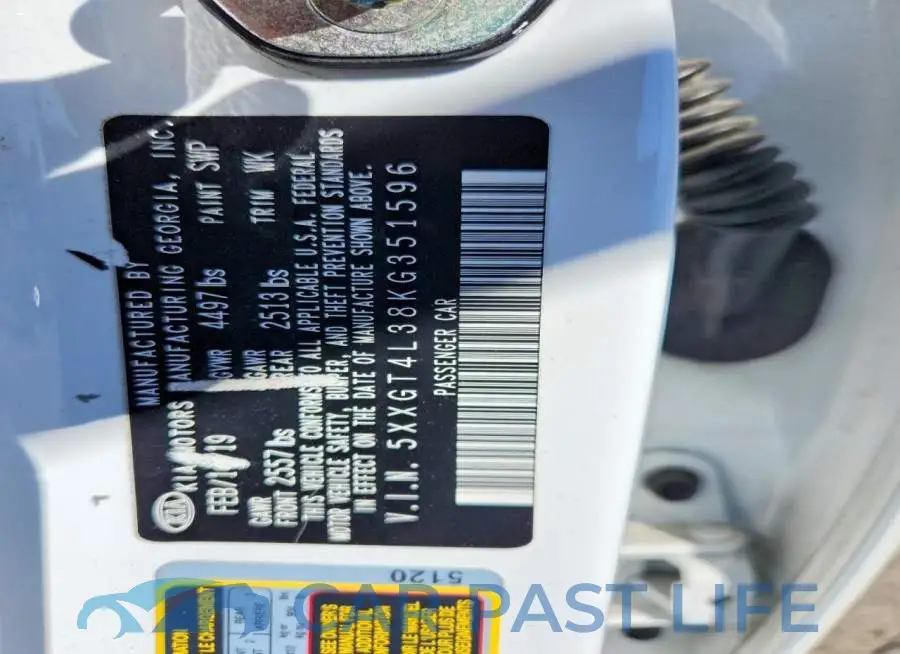 5XXGT4L38KG351596# 12