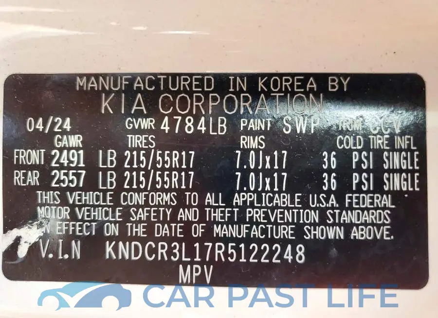 KNDCR3L17R5122248# 14