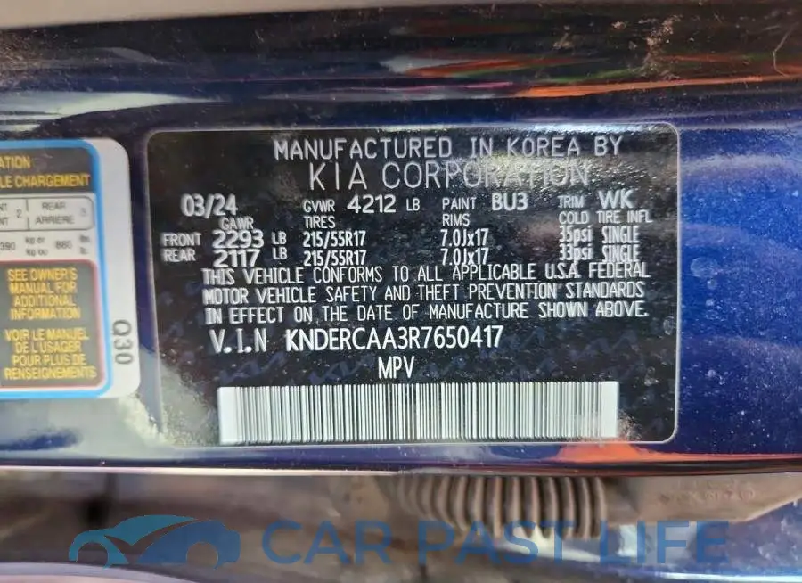 KNDERCAA3R7650417# 14