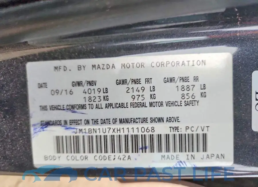 JM1BN1U7XH1111068# 12