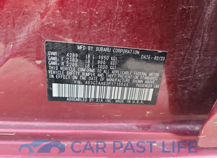 4S3GTAA63P1715549# 12