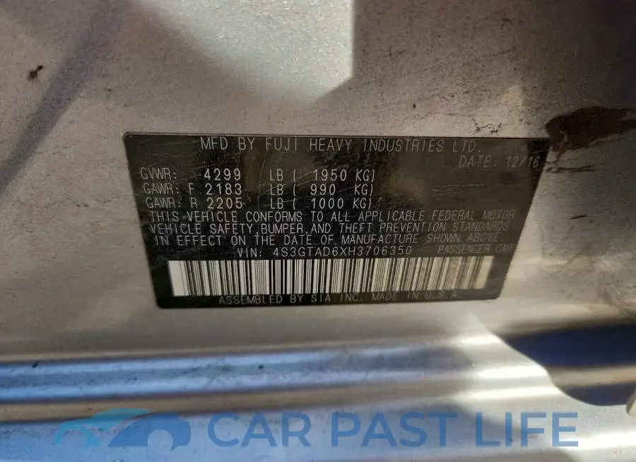 4S3GTAD6XH3706350# 12