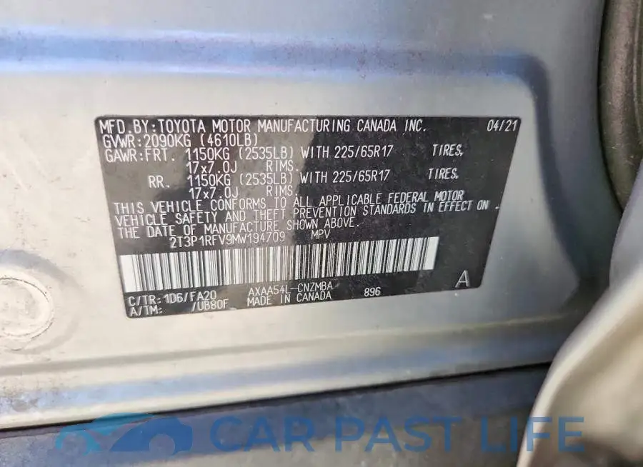 2T3P1RFV9MW194709# 13