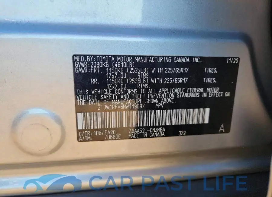 2T3W1RFV6MW119087# 13