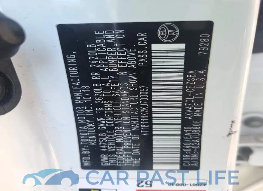 4T1B11HK2KU703057# 13