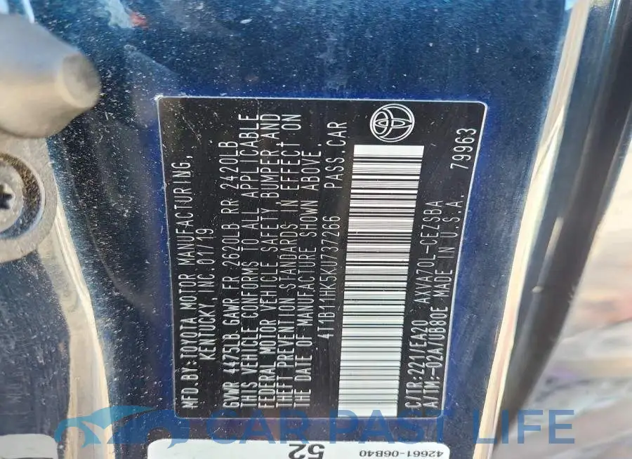 4T1B11HK5KU737266# 12