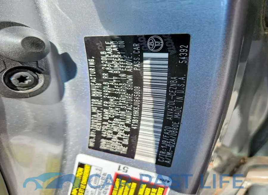 4T1B11HK6JU645808# 12