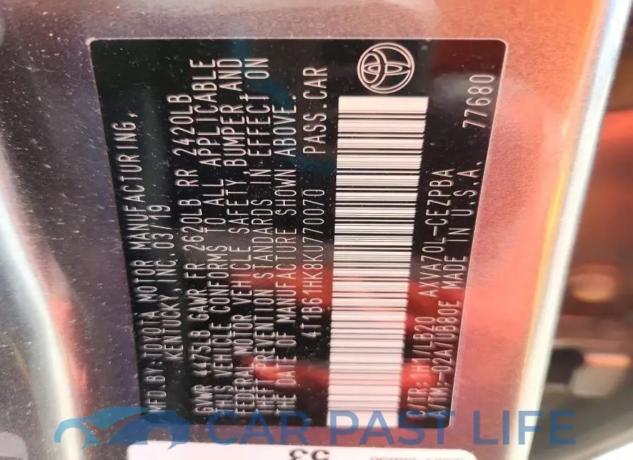 4T1B61HK8KU770070# 12