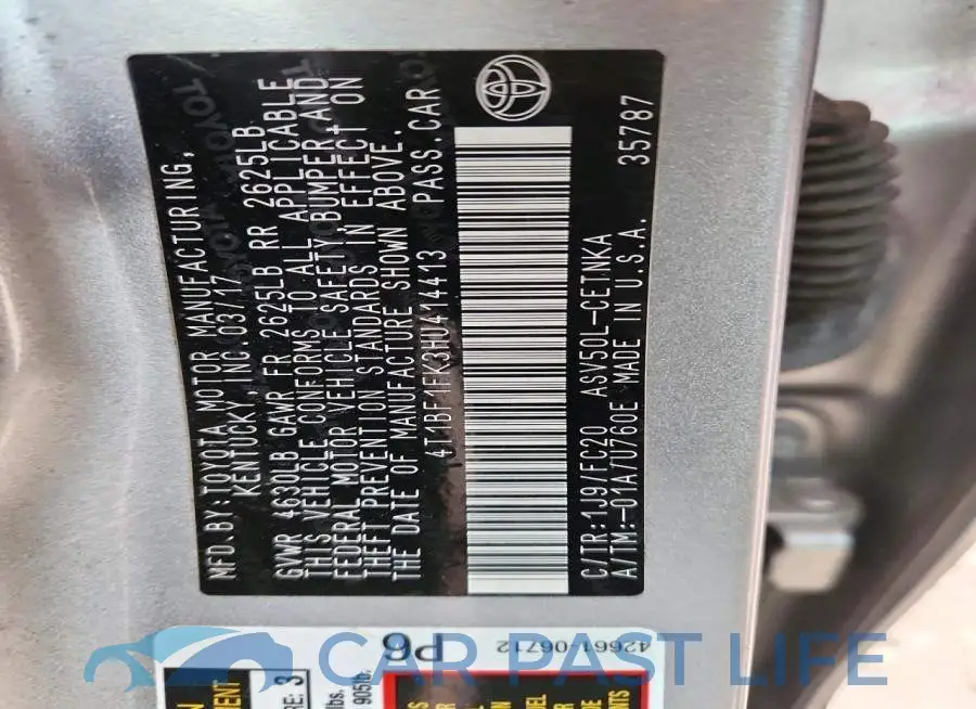 4T1BF1FK3HU414413# 12
