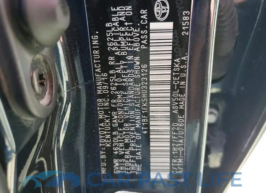 4T1BF1FK5HU323126# 12
