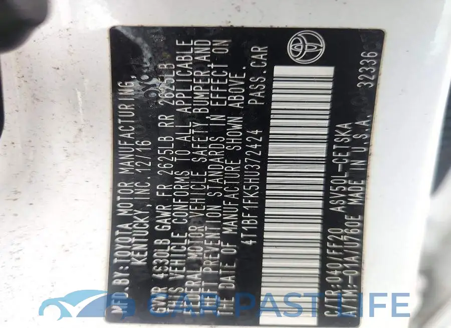 4T1BF1FK5HU372424# 13