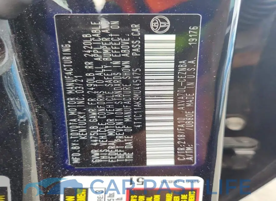 4T1C11AK9MU445475# 12