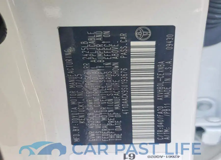 4T1DAACK9SU193676# 12