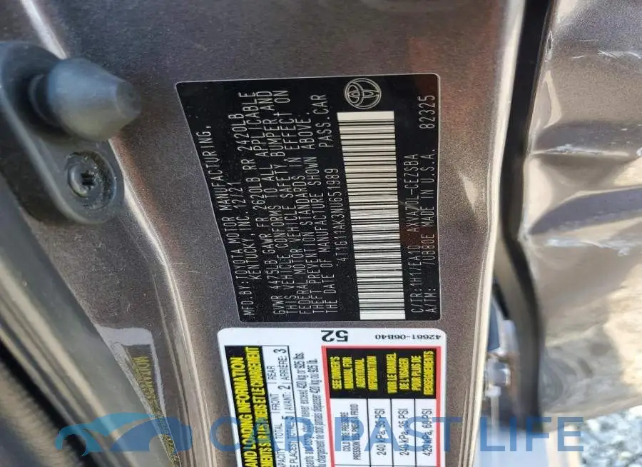 4T1G11AK3NU651989# 12
