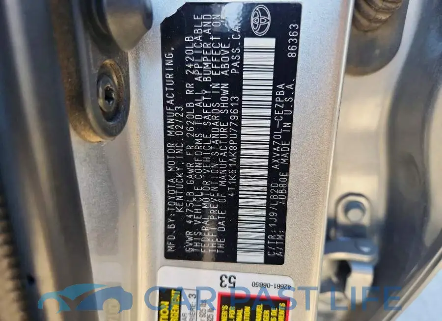 4T1K61AK8PU779613# 12
