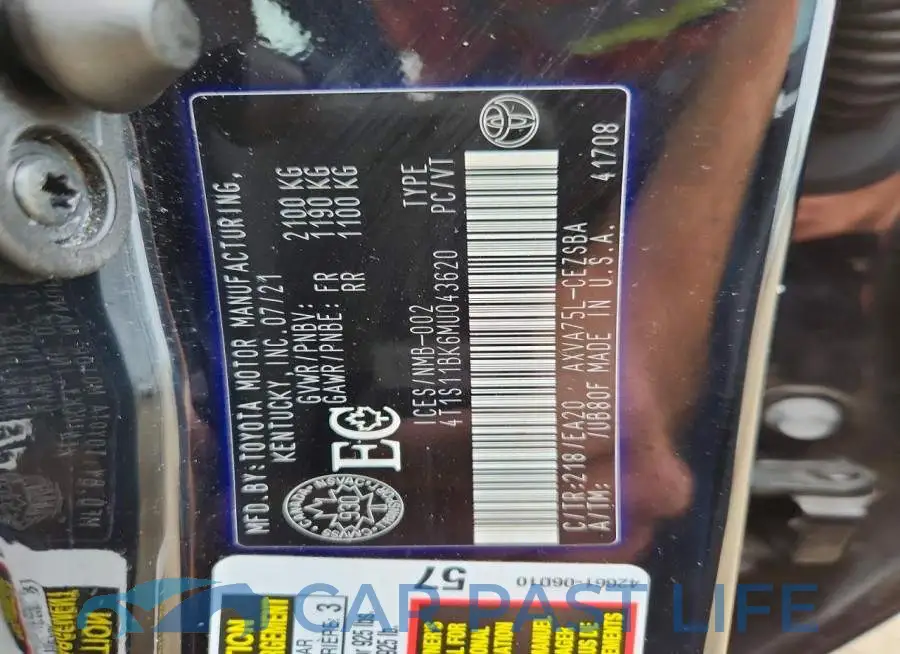 4T1S11BK6MU043620# 12
