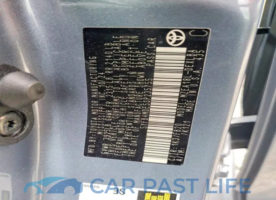 5YFB4MDE5SP235755# 12