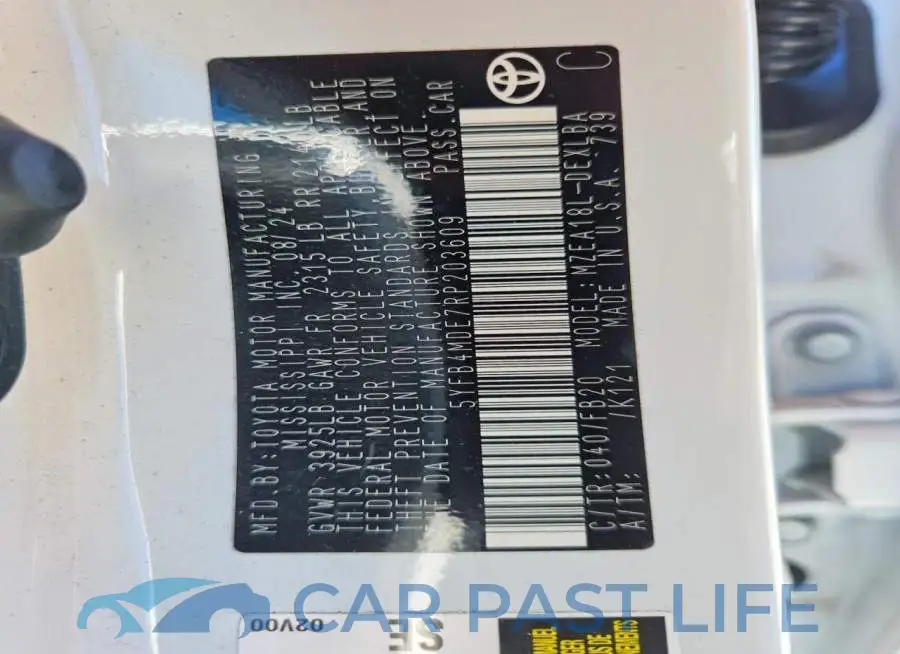 5YFB4MDE7RP203609# 12