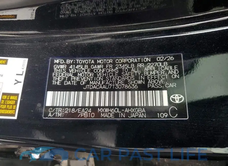 JTDACAAU7T3078636# 12
