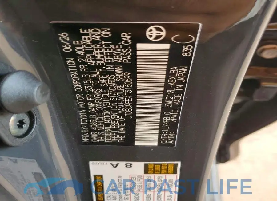 JTDBCMFE4T3160699# 13