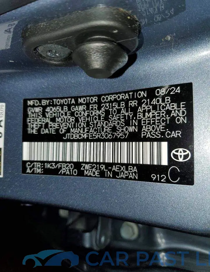 JTDBCMFE5R3067957# 12