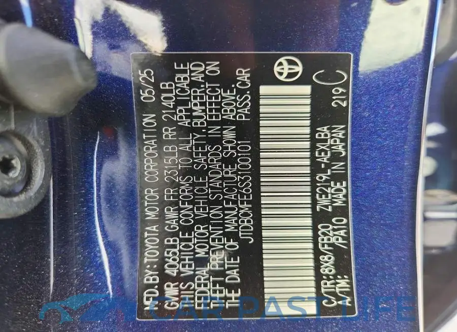 JTDBCMFE6S3100101# 12
