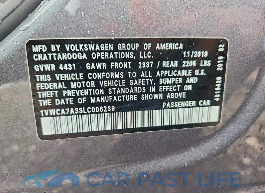 1VWCA7A33LC006239# 12