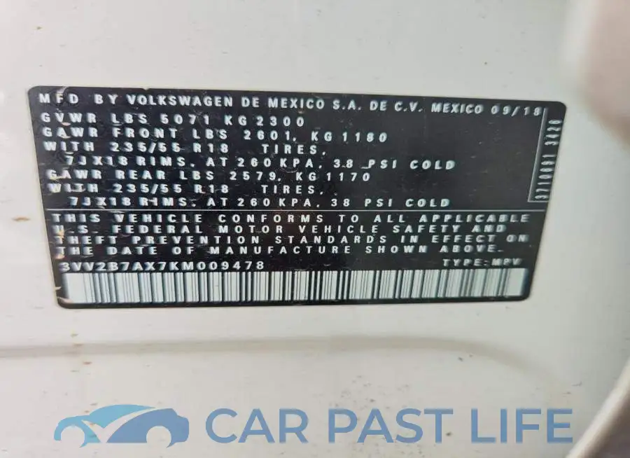 3VV2B7AX7KM009478# 13