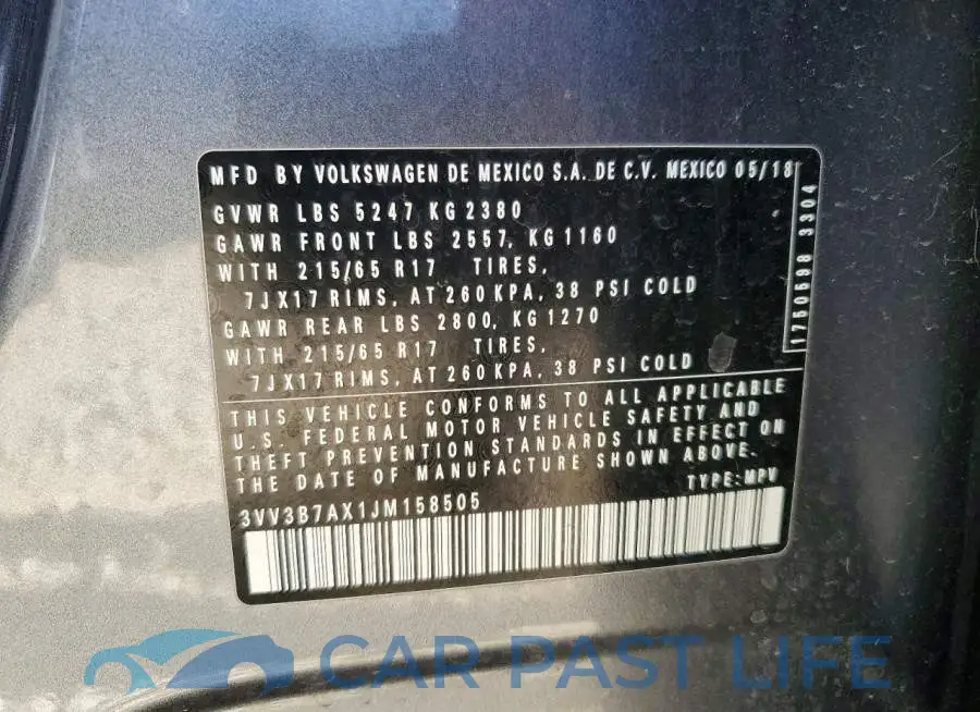 3VV3B7AX1JM158505# 13