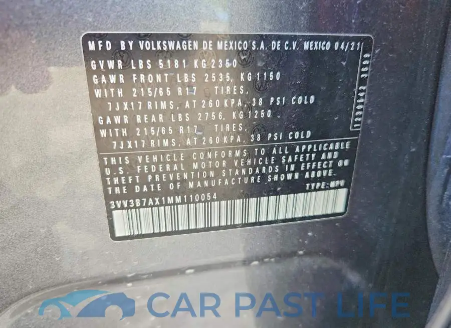 3VV3B7AX1MM110054# 13