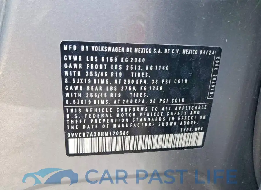 3VVCB7AX8RM120586# 13