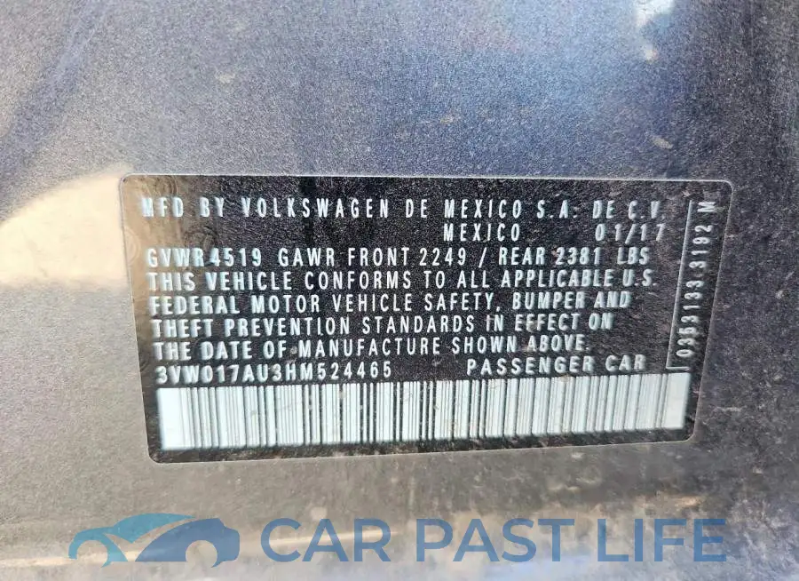 3VW017AU3HM524465# 13