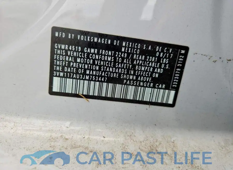 3VW117AU3JM753447# 12