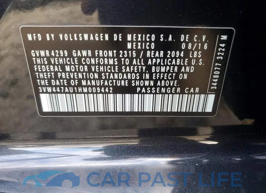 3VW447AU1HM009442# 12