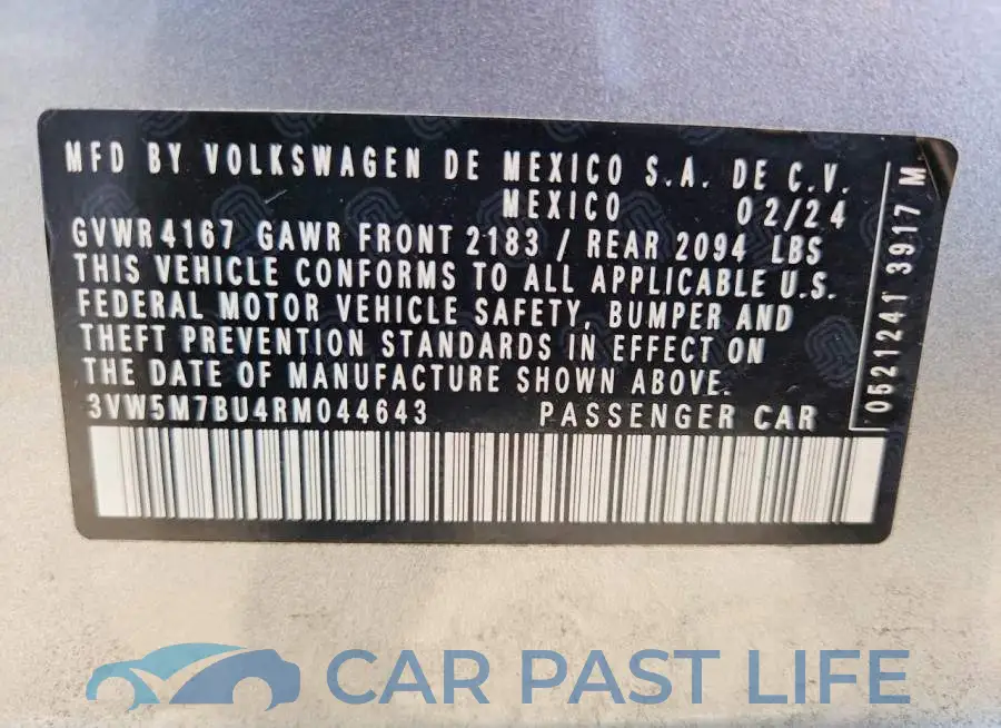 3VW5M7BU4RM044643# 12